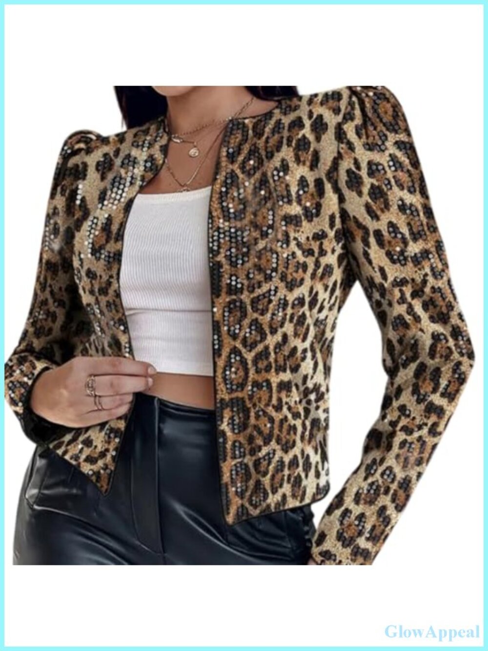 Sequin Blazer Jacket Slim Fit Long Sleeve Cropped Party Work